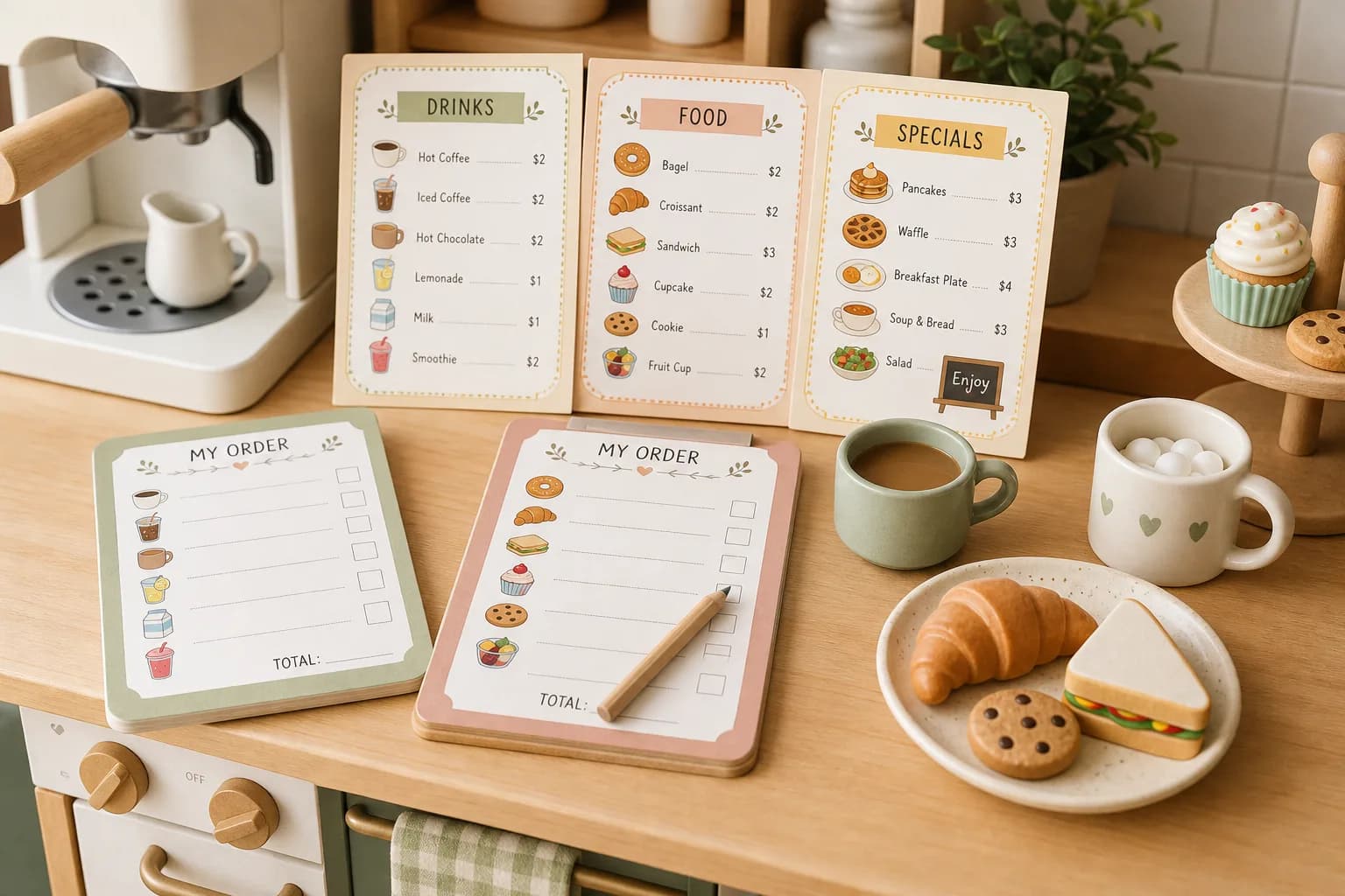 Indoor Café Role Play Menu printable preview