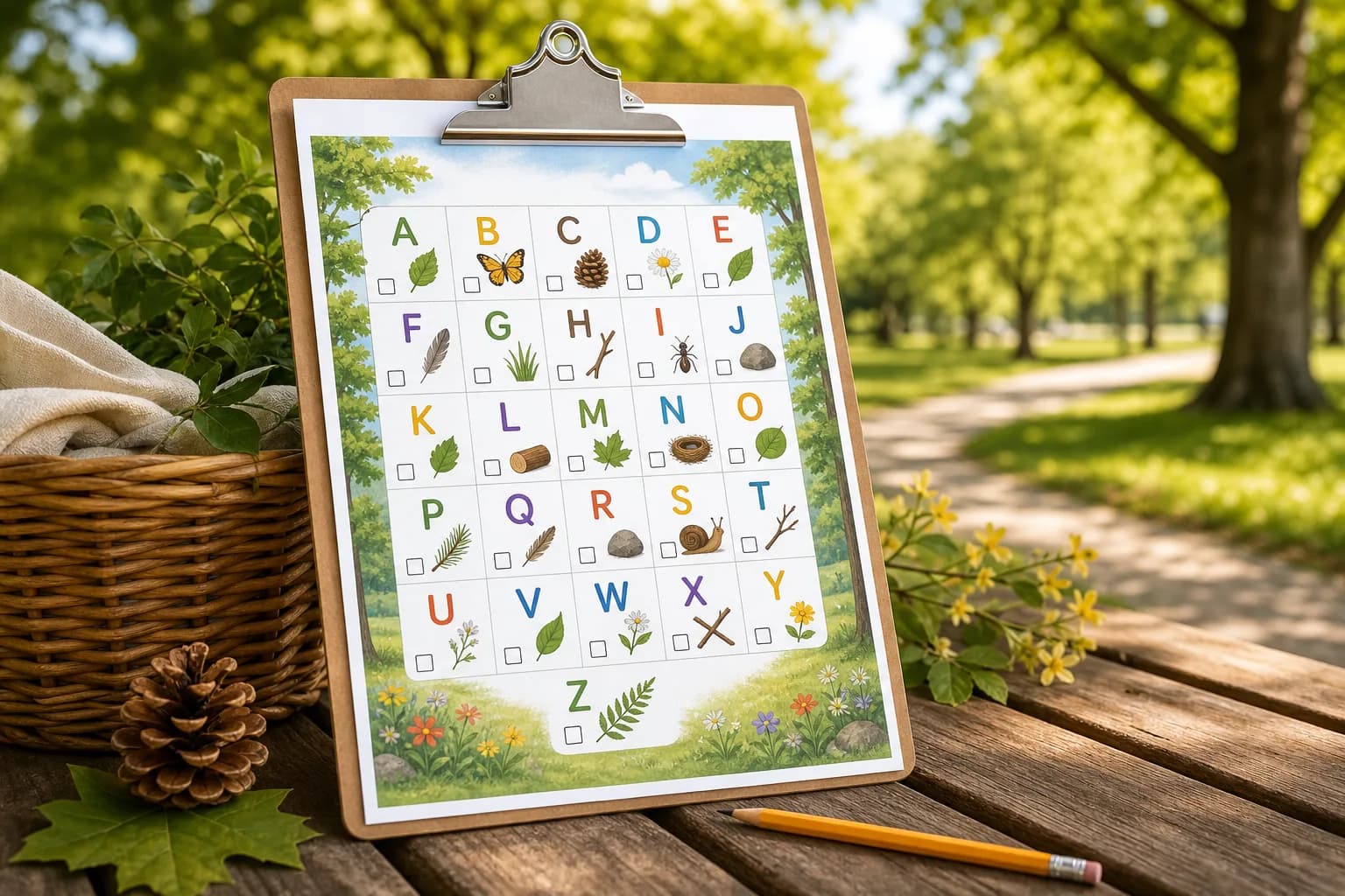Outdoor Alphabet Hunt printable preview