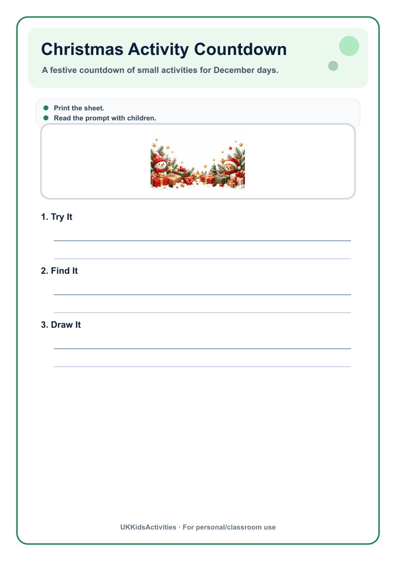 Christmas Activity Countdown page 1