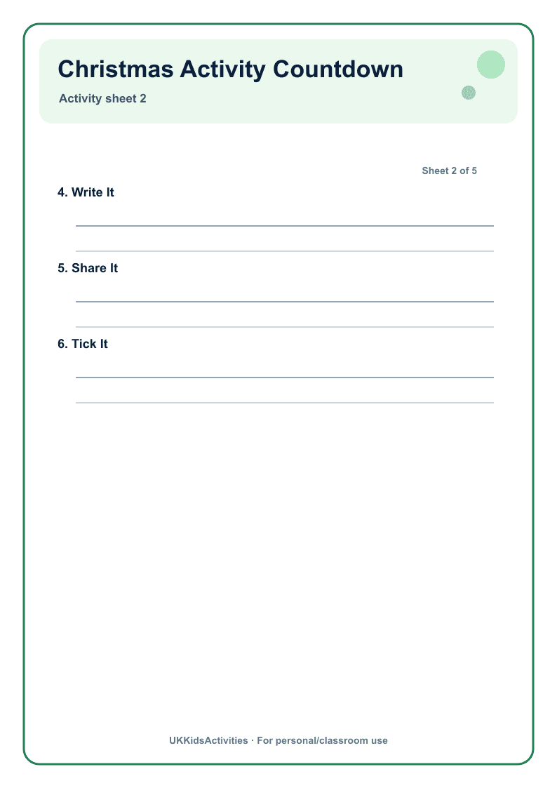 Christmas Activity Countdown page 2