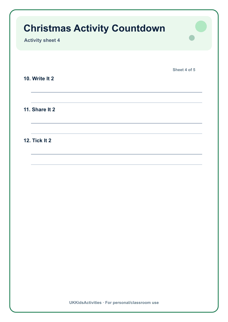 Christmas Activity Countdown page 4