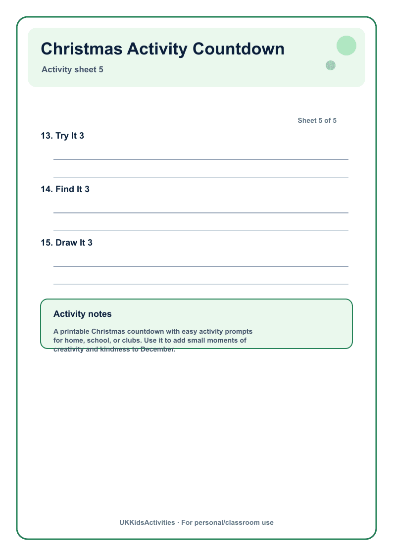 Christmas Activity Countdown page 5