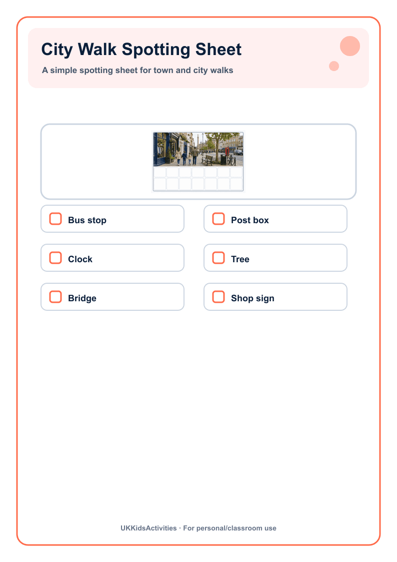 City Walk Spotting Sheet page 1