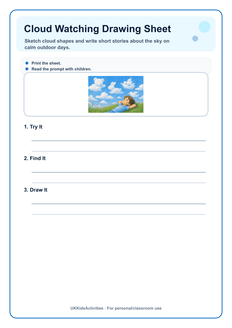 Cloud Watching Drawing Sheet page 1