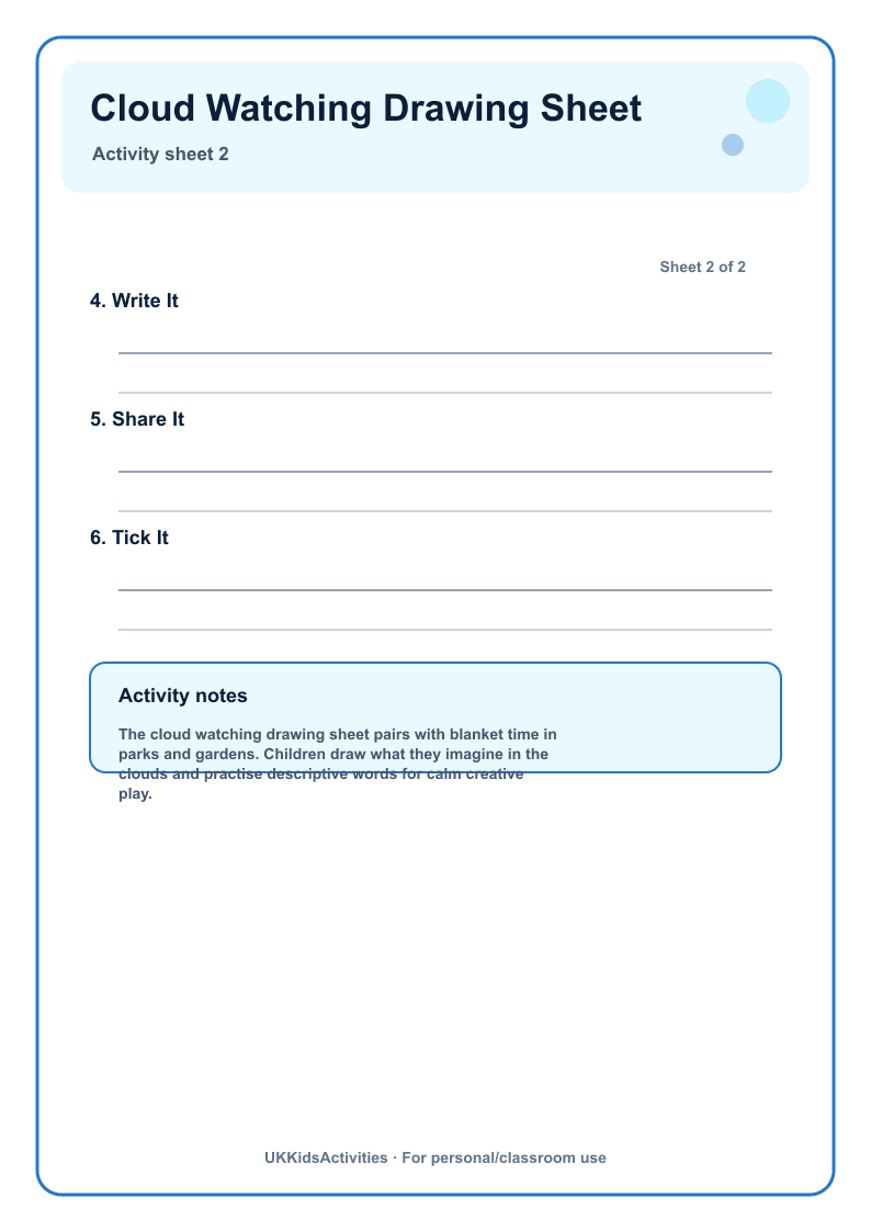 Cloud Watching Drawing Sheet page 2