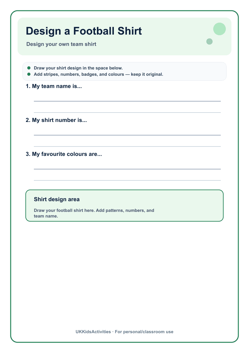 Design a Football Shirt page 1