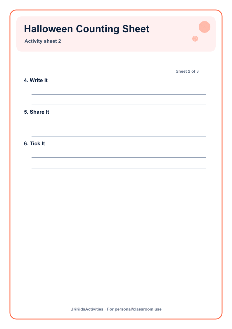 Halloween Counting Sheet page 2