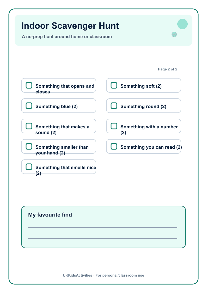 Indoor Scavenger Hunt page 3