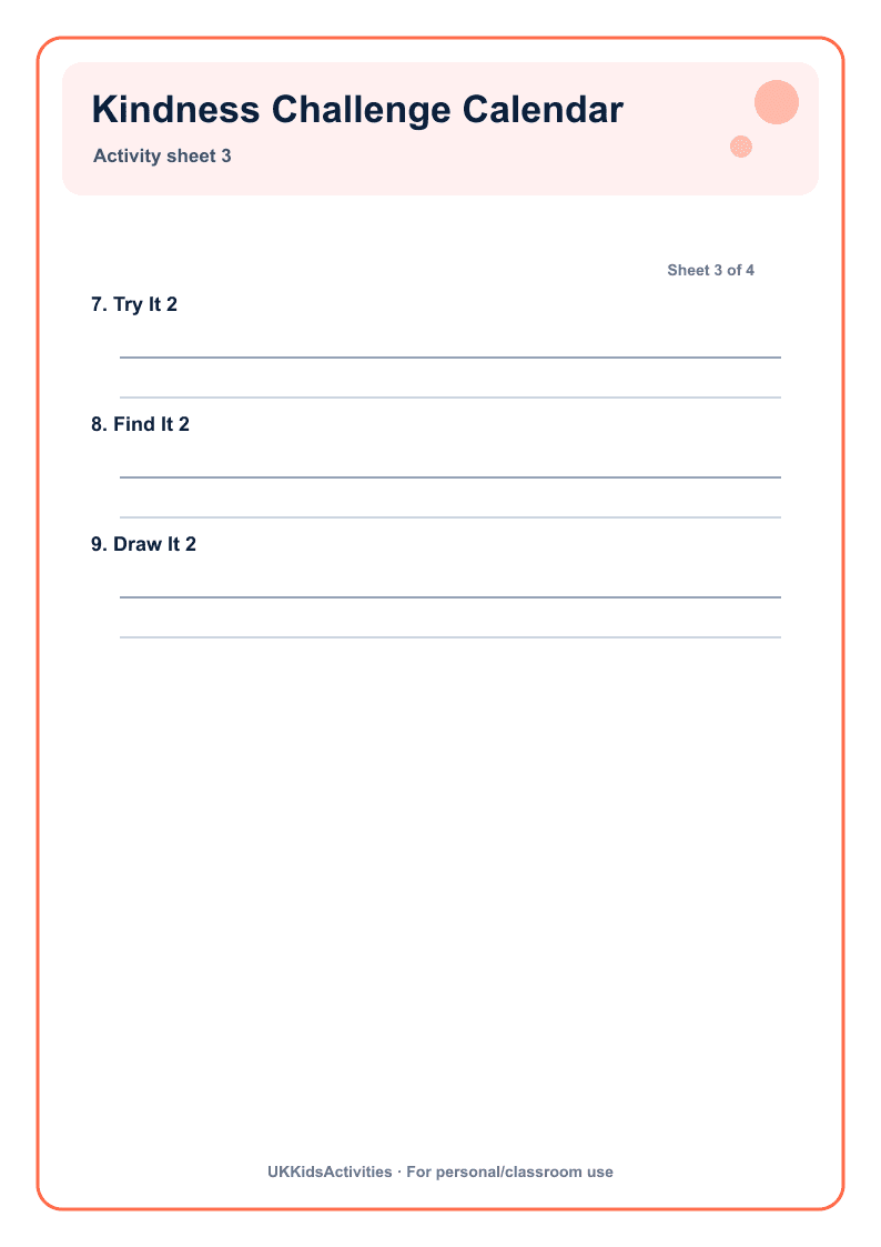 Kindness Challenge Calendar page 3