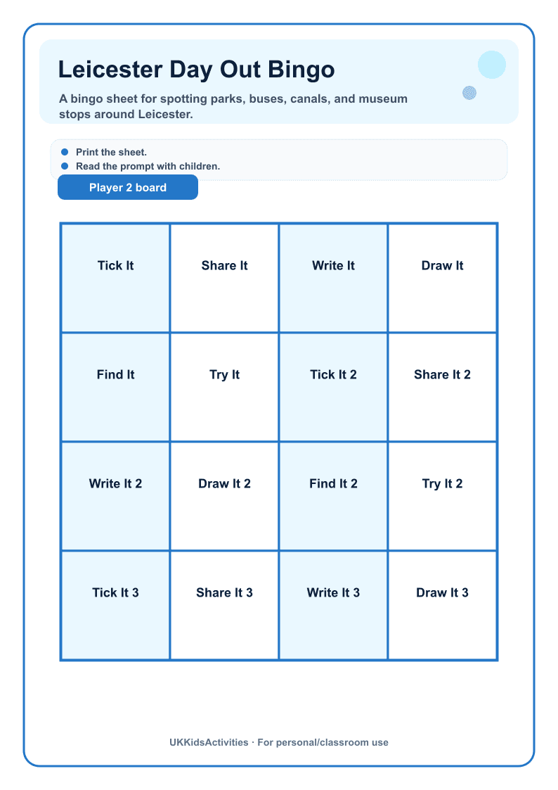 Leicester Day Out Bingo page 2