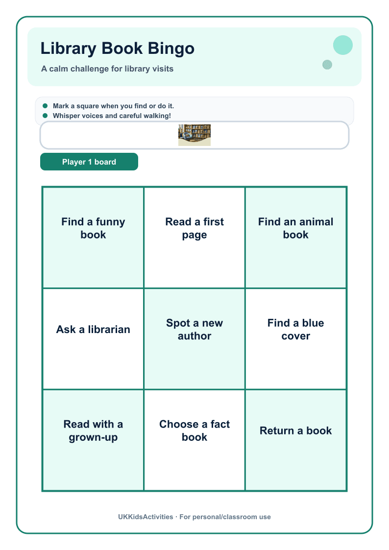 Library Book Bingo page 1