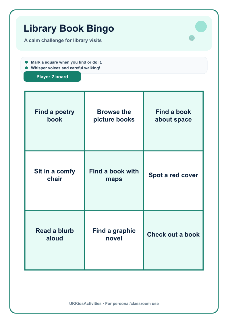 Library Book Bingo page 2