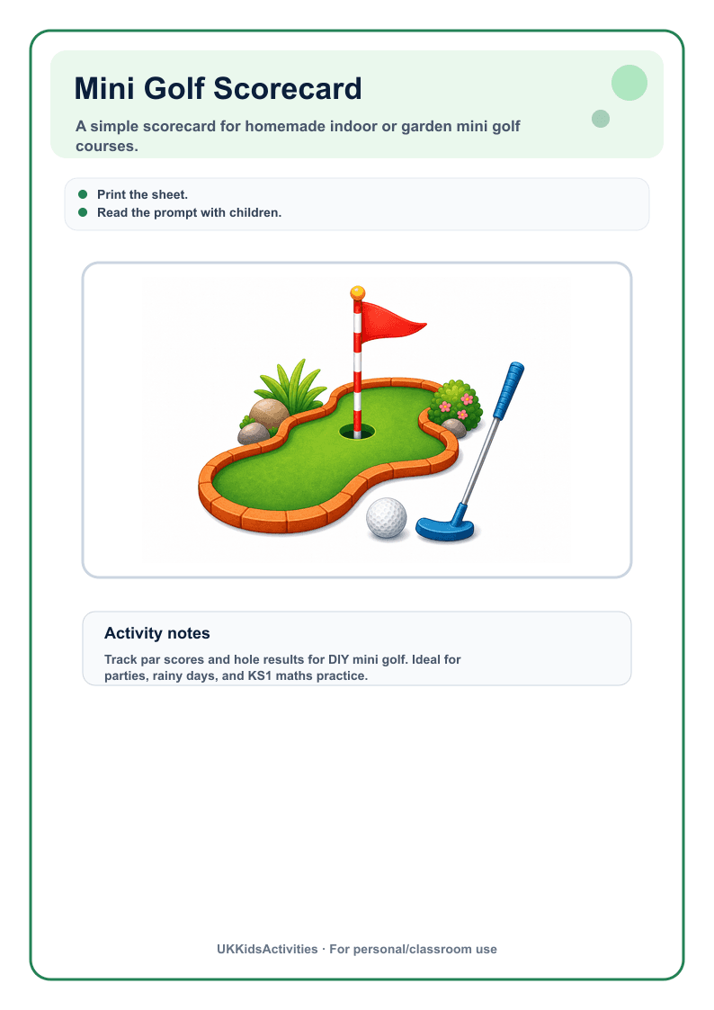 Mini Golf Scorecard page 1