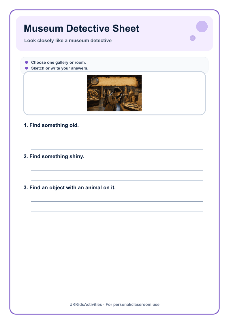 Museum Detective Sheet page 1