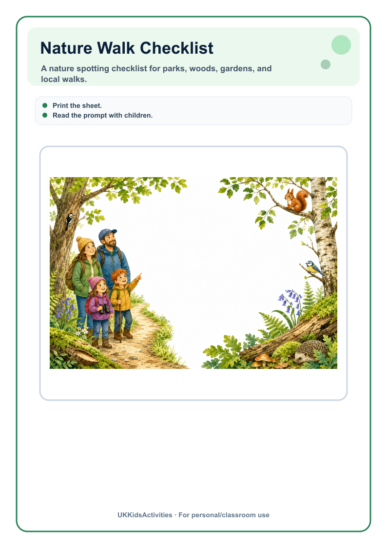 Nature Walk Checklist page 1