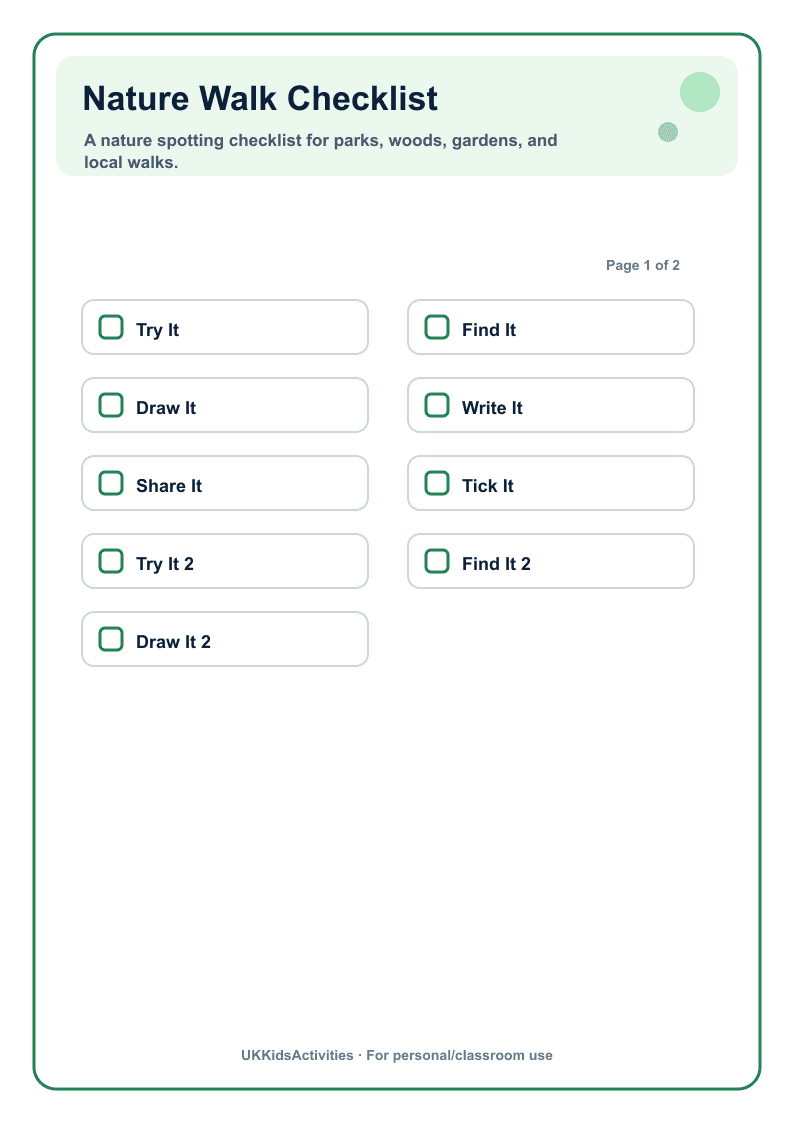 Nature Walk Checklist page 2