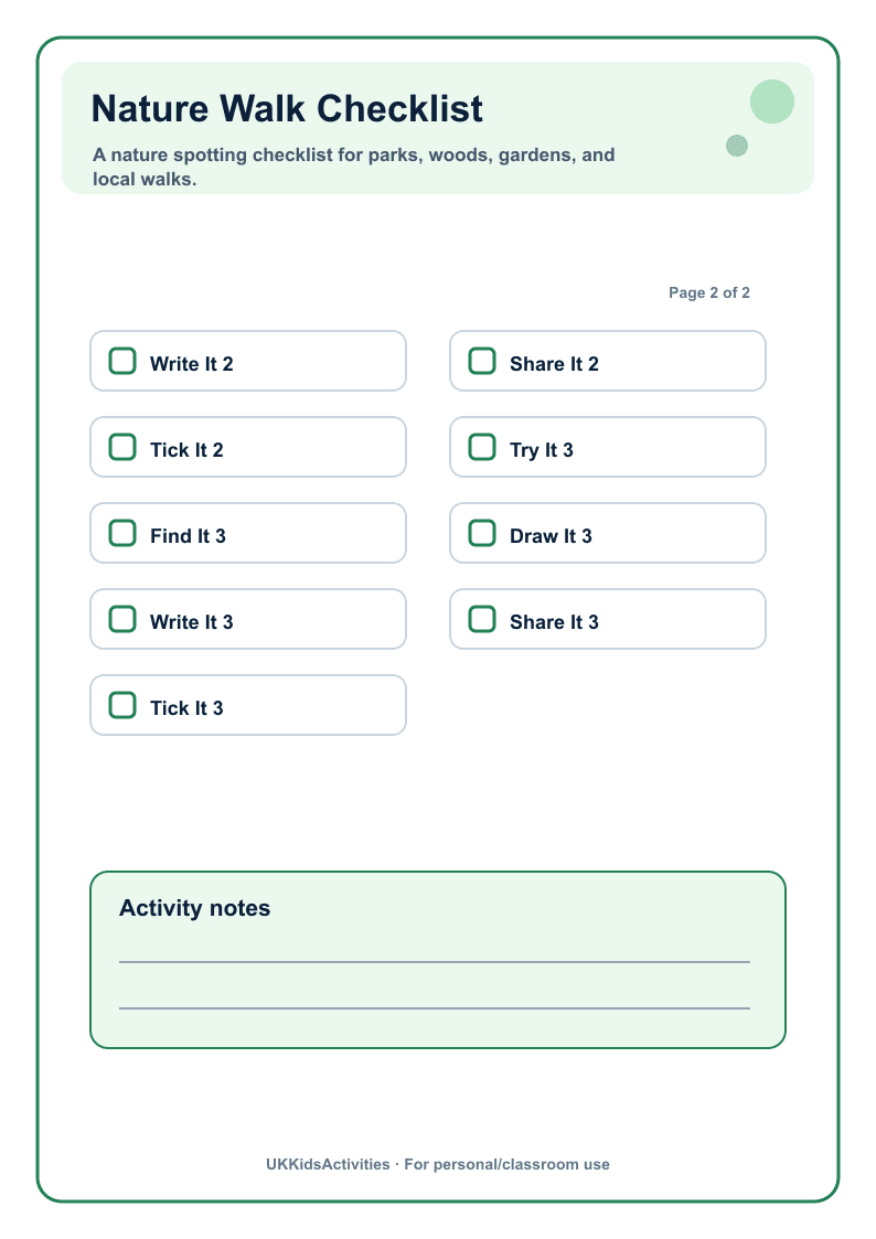 Nature Walk Checklist page 3