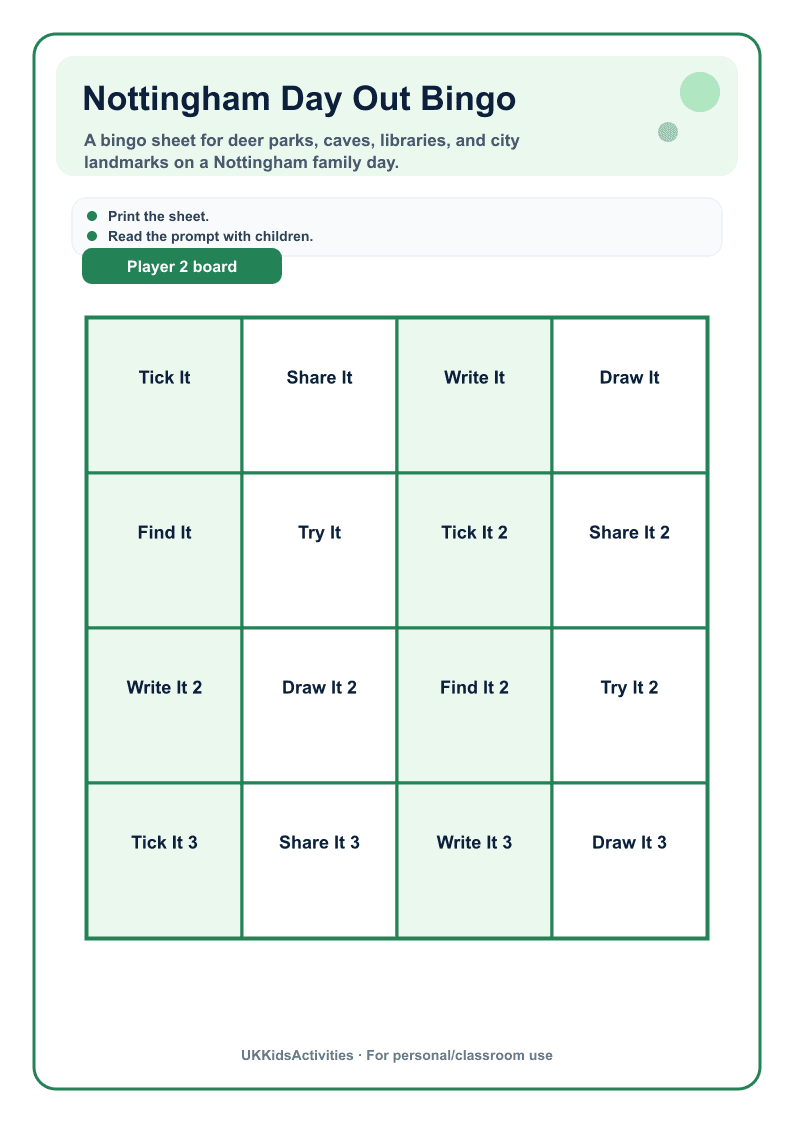 Nottingham Day Out Bingo page 2