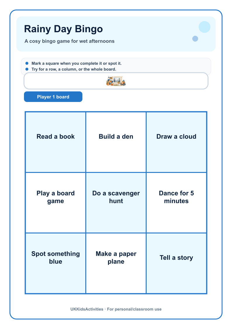 Rainy Day Bingo page 1