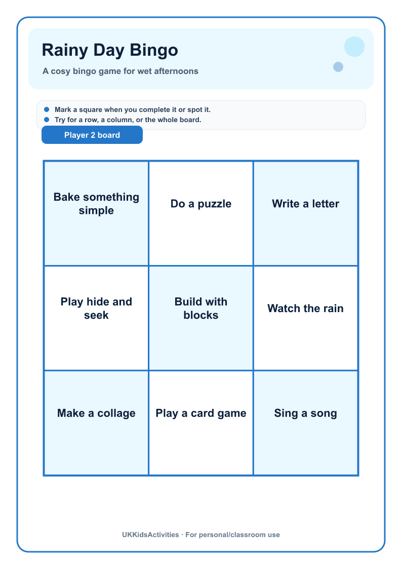 Rainy Day Bingo page 2