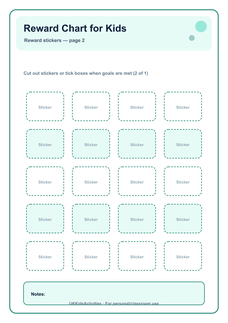 Reward Chart for Kids page 2