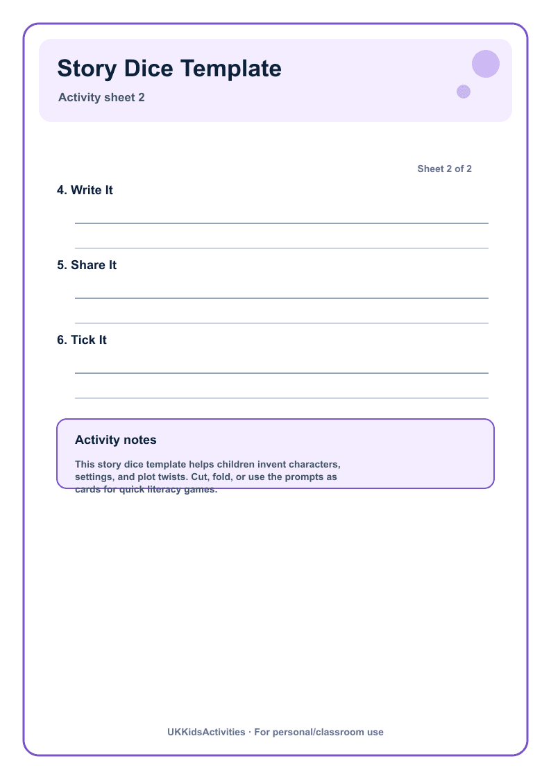 Story Dice Template page 2