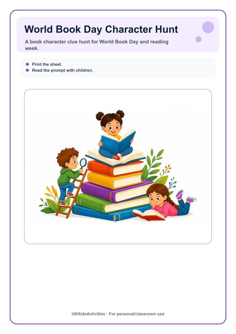 World Book Day Character Hunt page 1