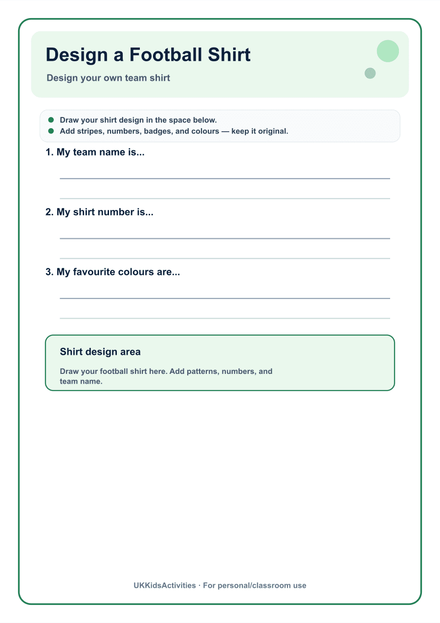 Design a Football Shirt printable preview
