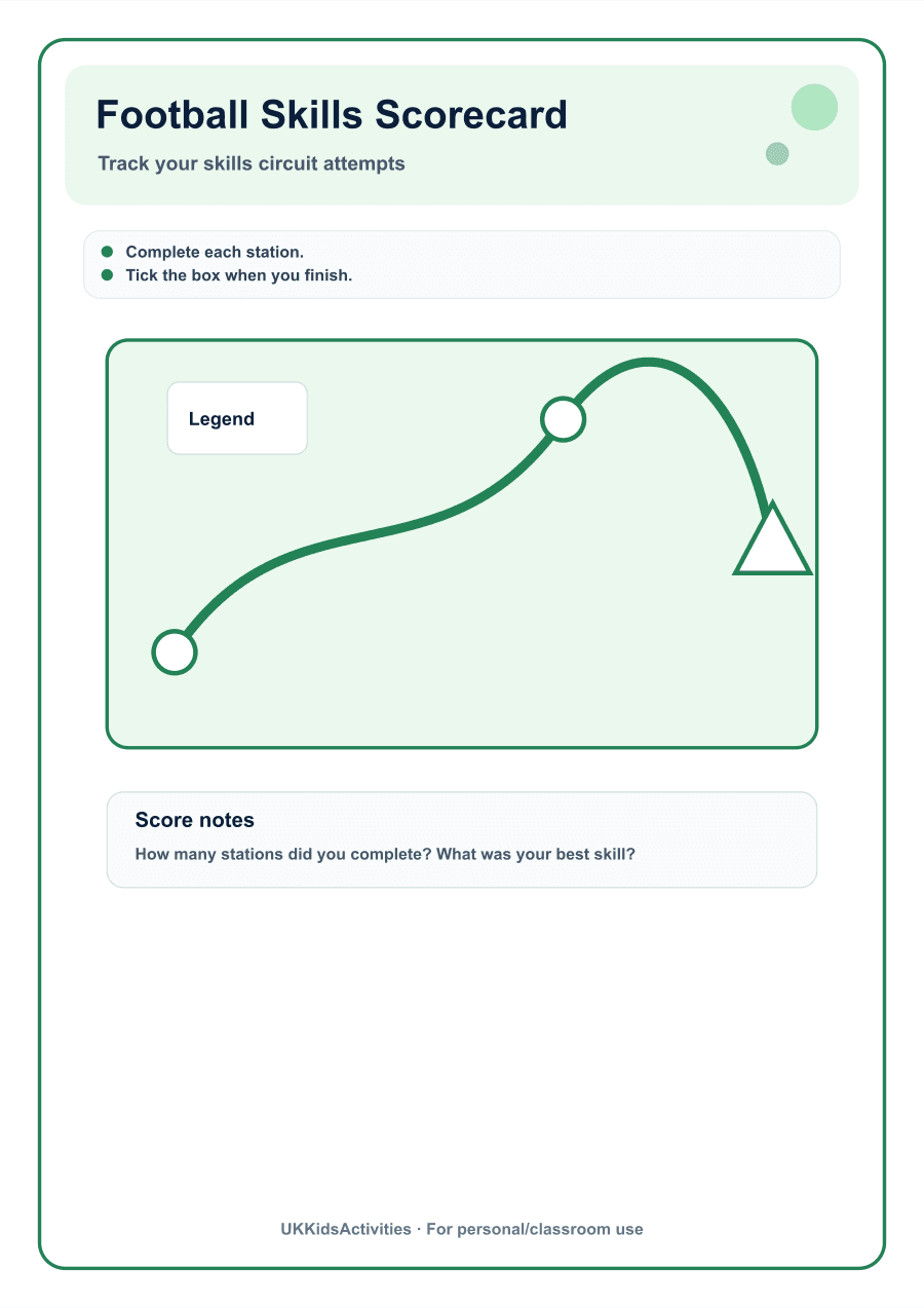Football Skills Scorecard printable preview