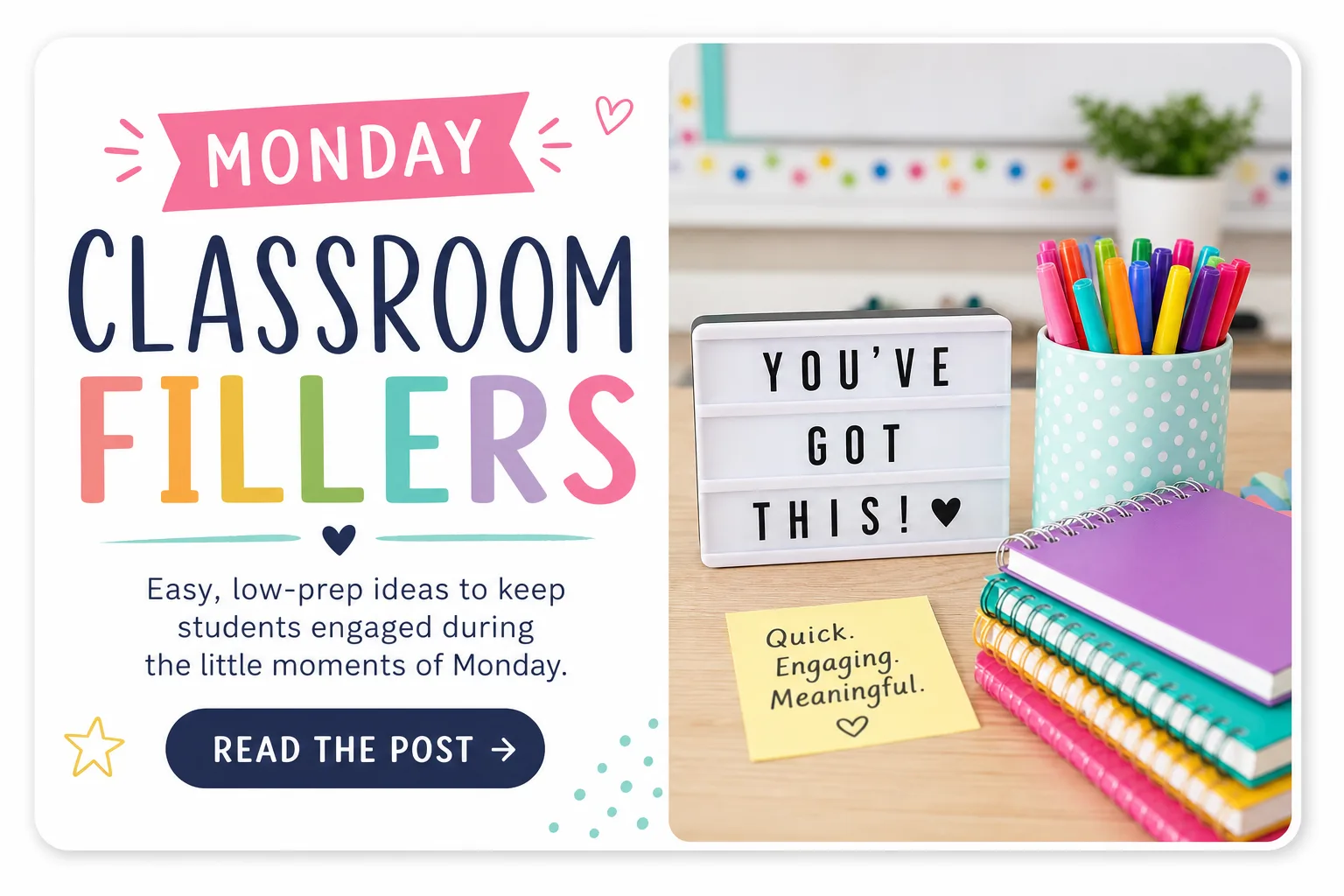 Monday morning classroom fillers with zero photocopying blog illustration