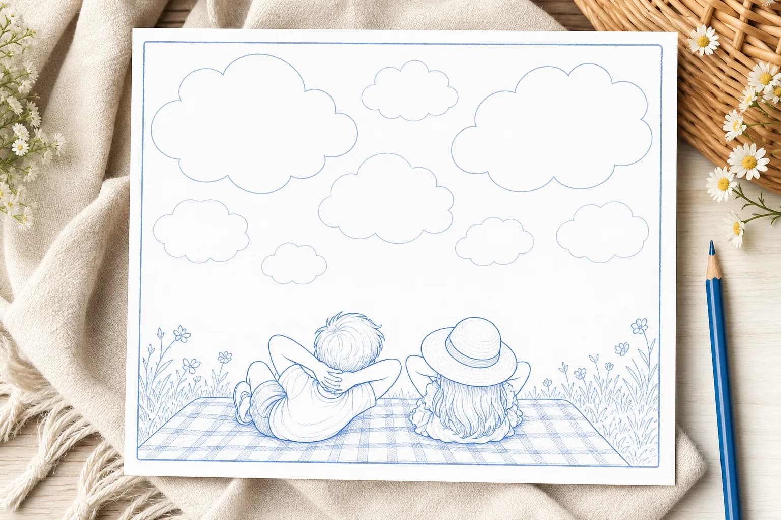 Cloud Watching Drawing Sheet printable preview