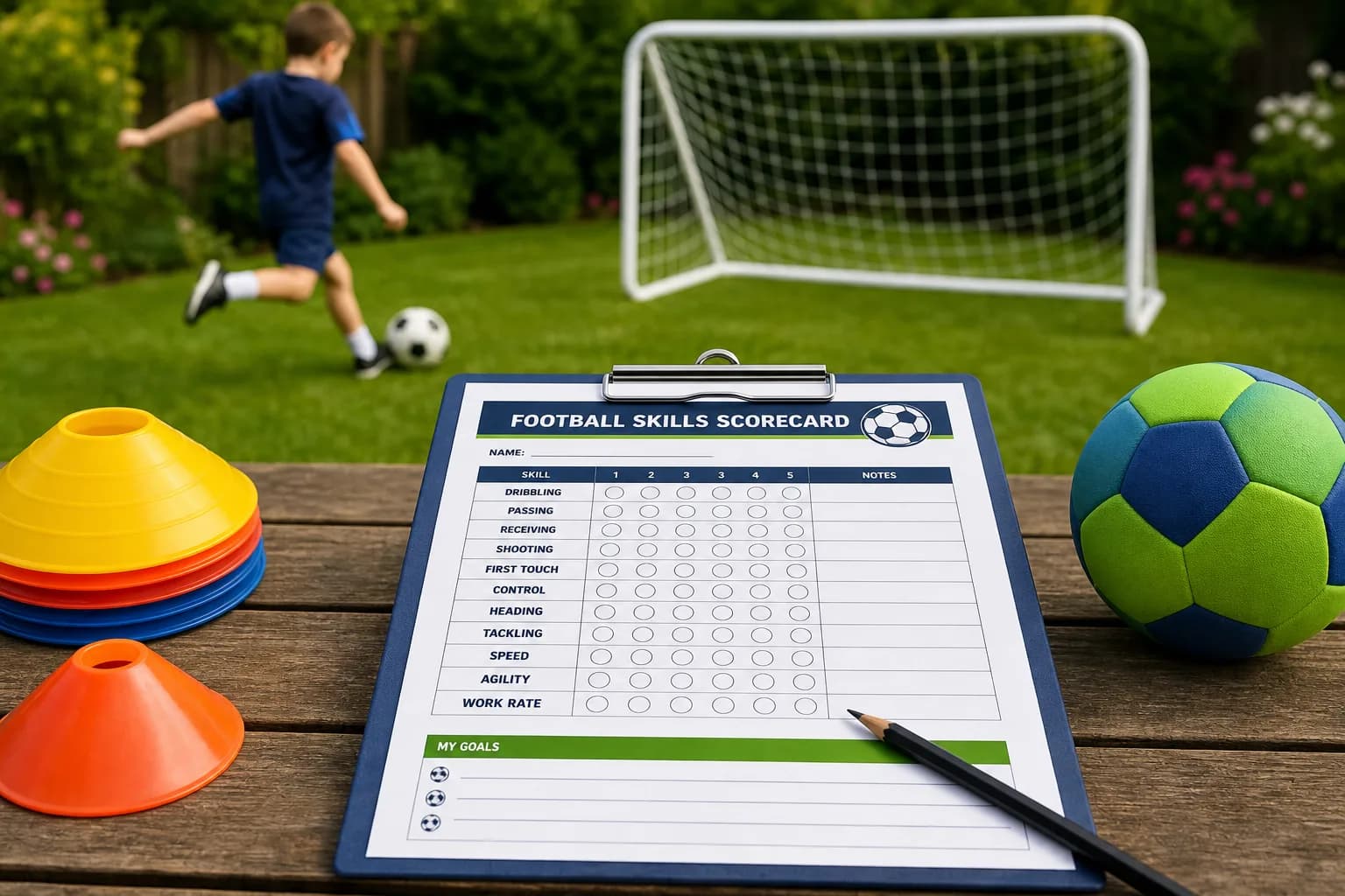 Football Skills Scorecard printable preview