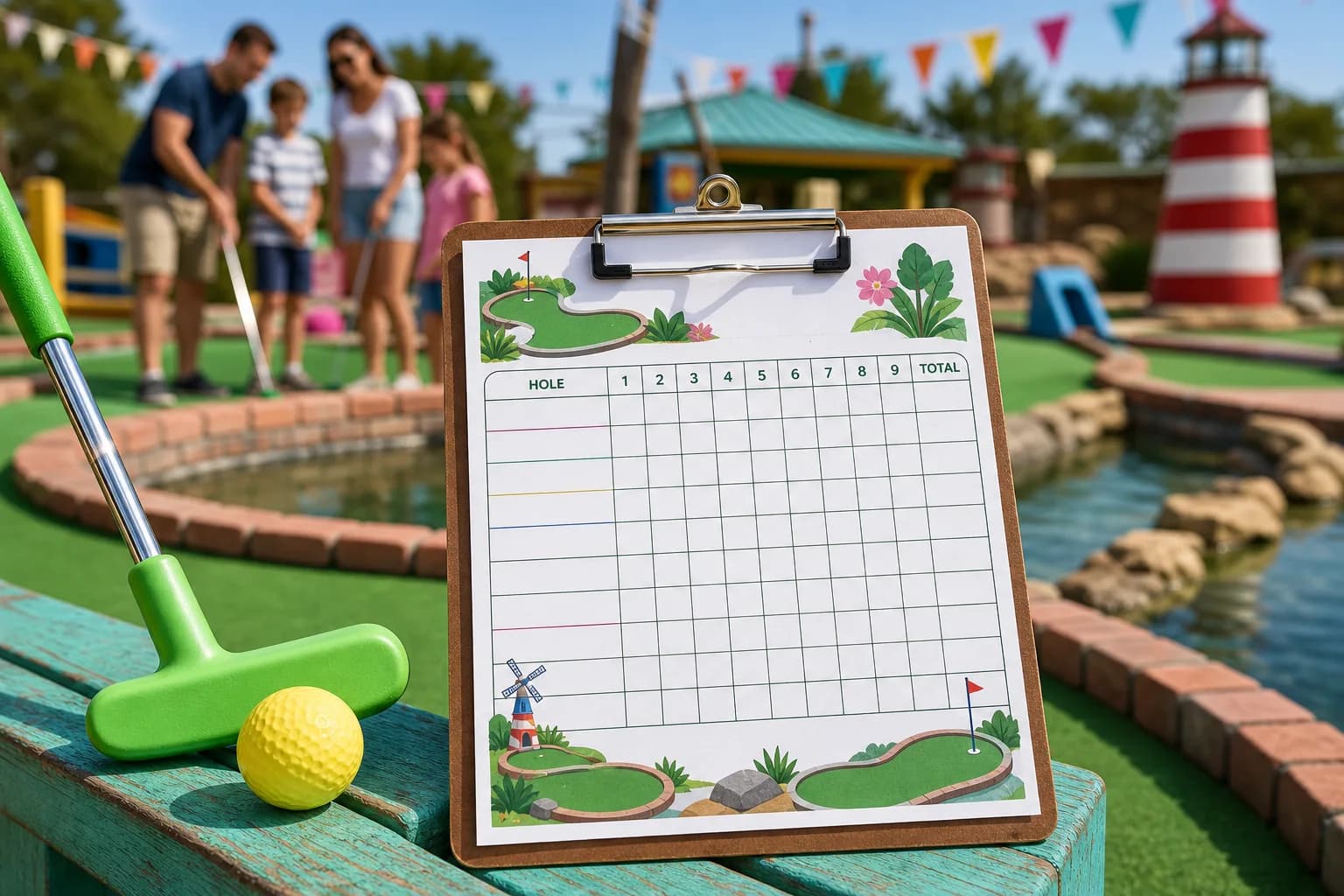 Mini Golf Scorecard printable preview