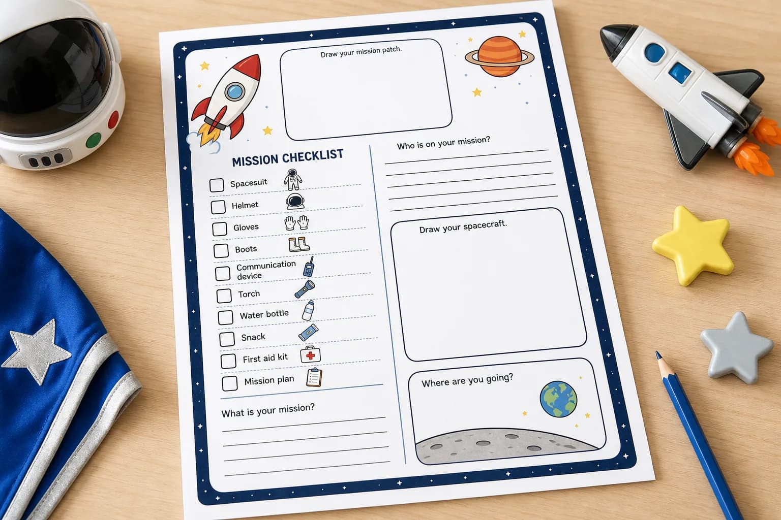 Space Mission Checklist printable preview