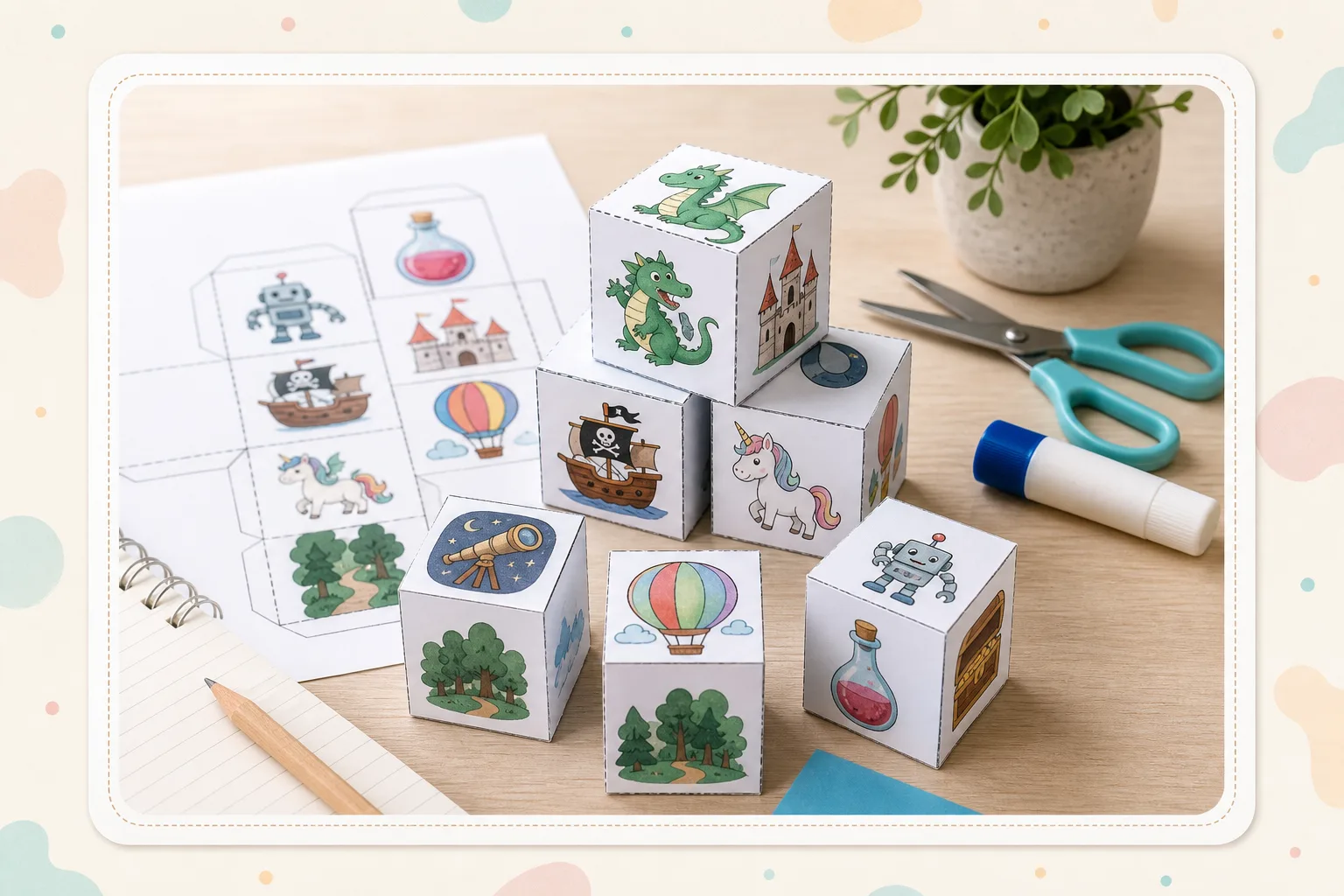 Story Dice Template printable preview
