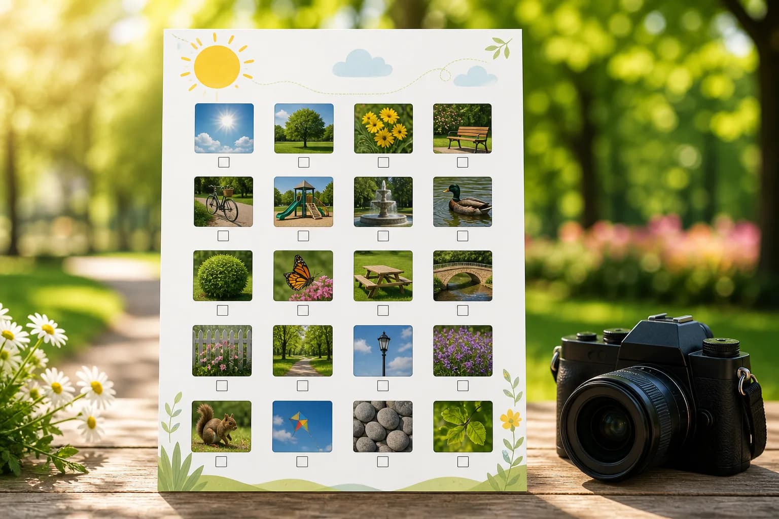 Sunny Day Photo Hunt Sheet printable preview